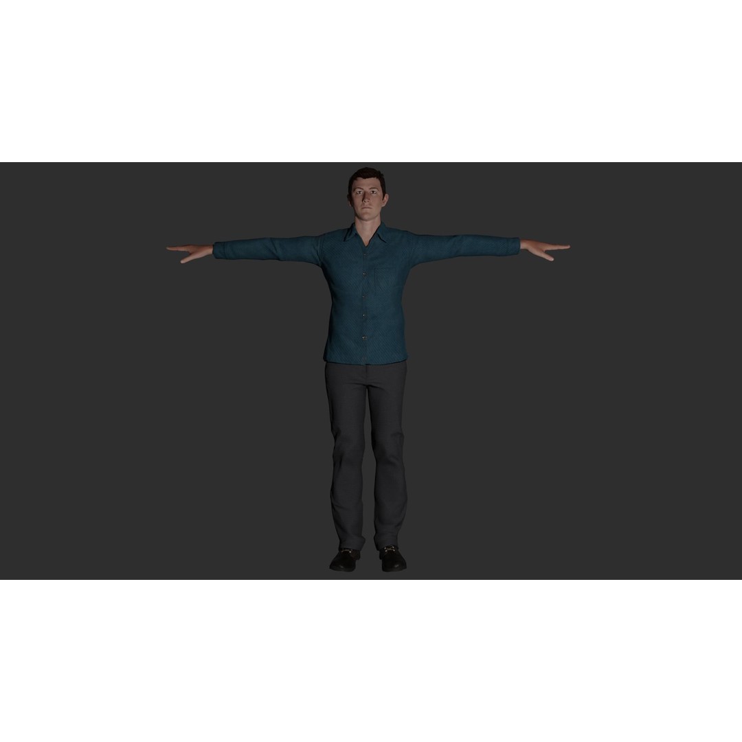 Rigged Male Character 3D Model – PBR Game Asset, FBX, Blender - View 3