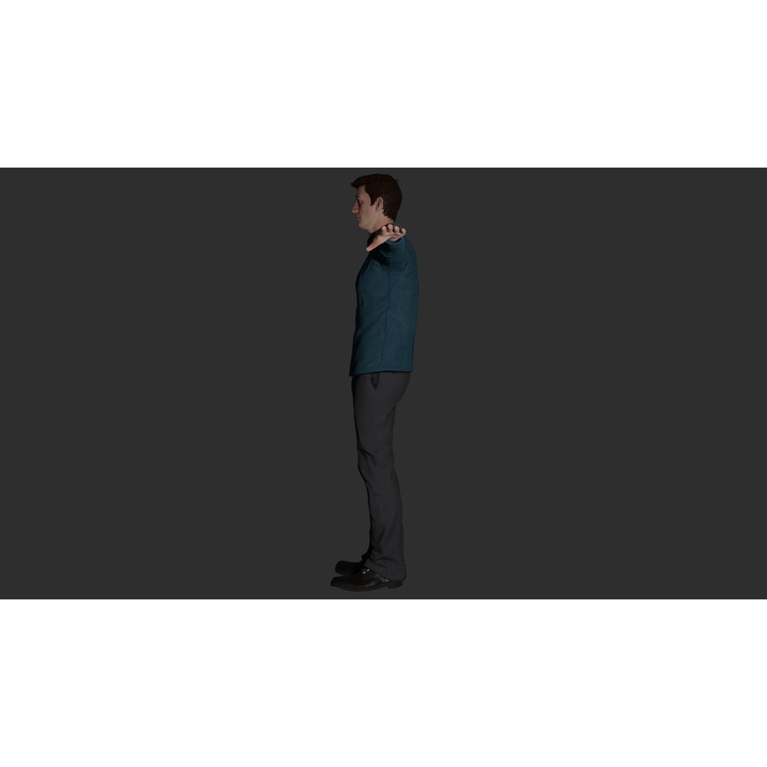 Rigged Male Character 3D Model – PBR Game Asset, FBX, Blender - View 4