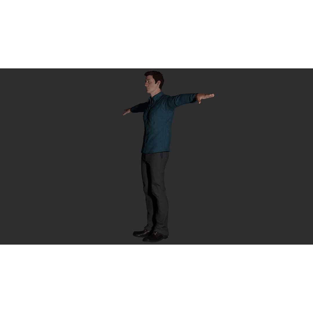 Rigged Male Character 3D Model – PBR Game Asset, FBX, Blender - View 5