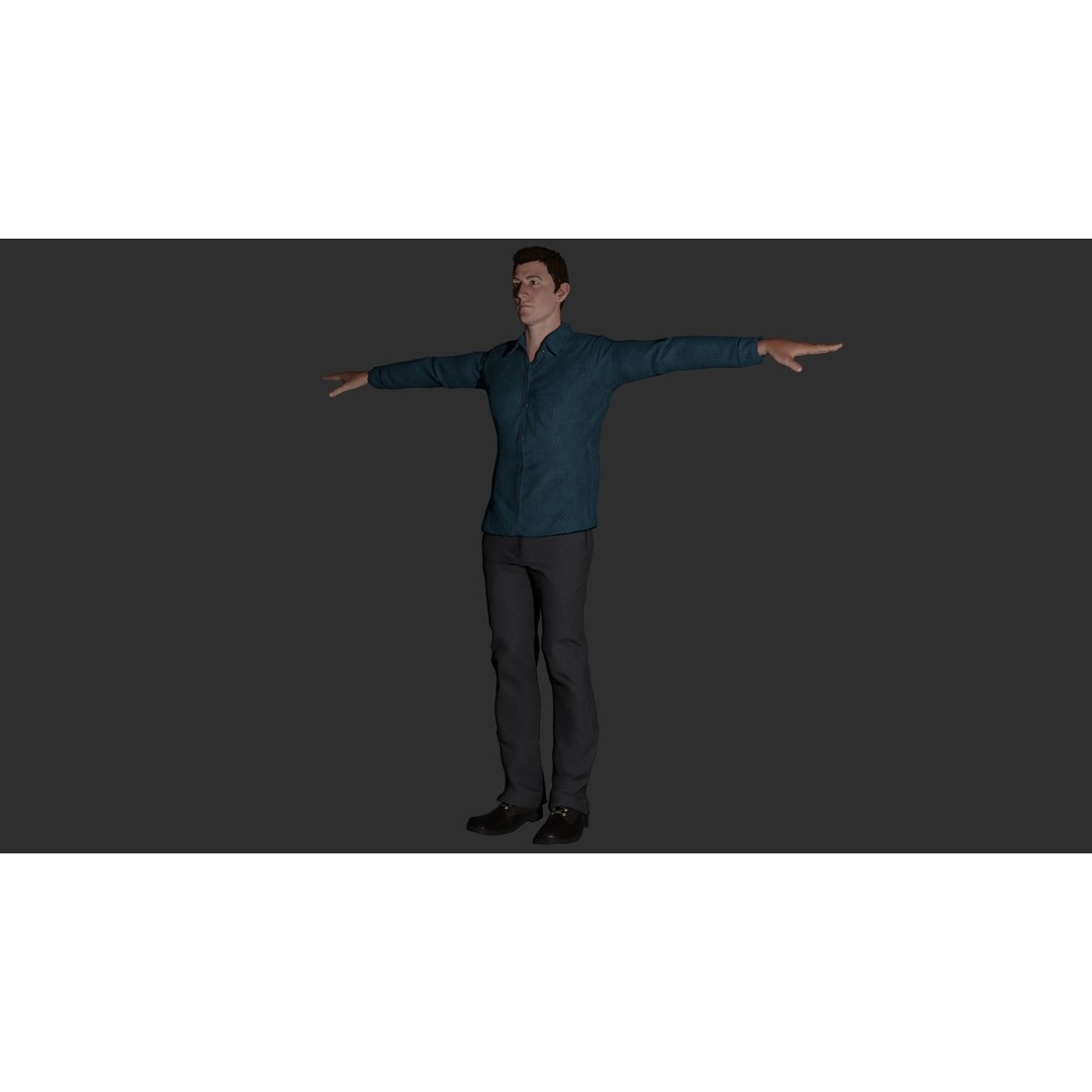 Rigged Male Character 3D Model – PBR Game Asset, FBX, Blender - View 6