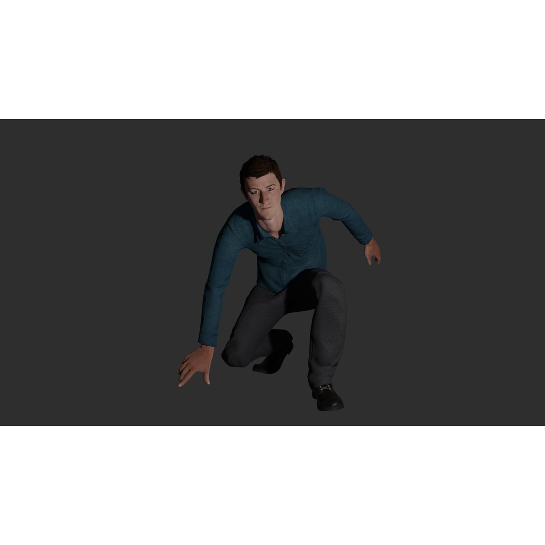 Rigged Male Character 3D Model – PBR Game Asset, FBX, Blender - View 7