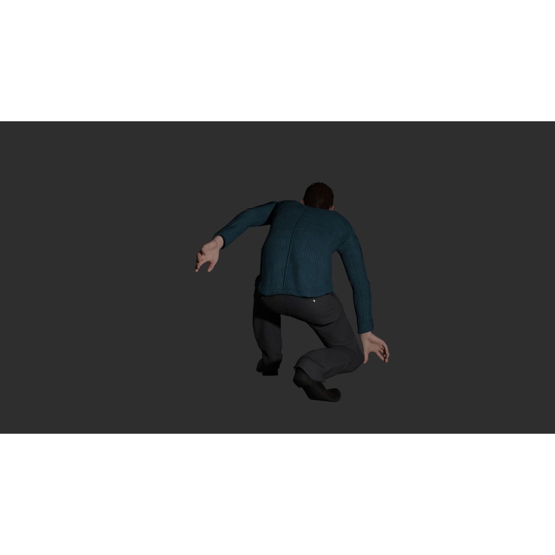 Rigged Male Character 3D Model – PBR Game Asset, FBX, Blender - View 8