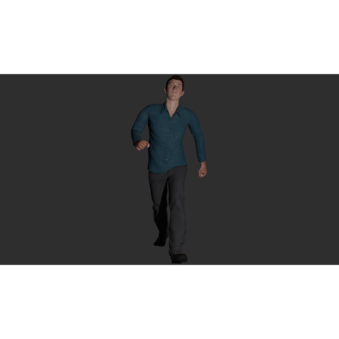 Rigged Male Character 3D Model – PBR Game Asset, FBX, Blender - View 9