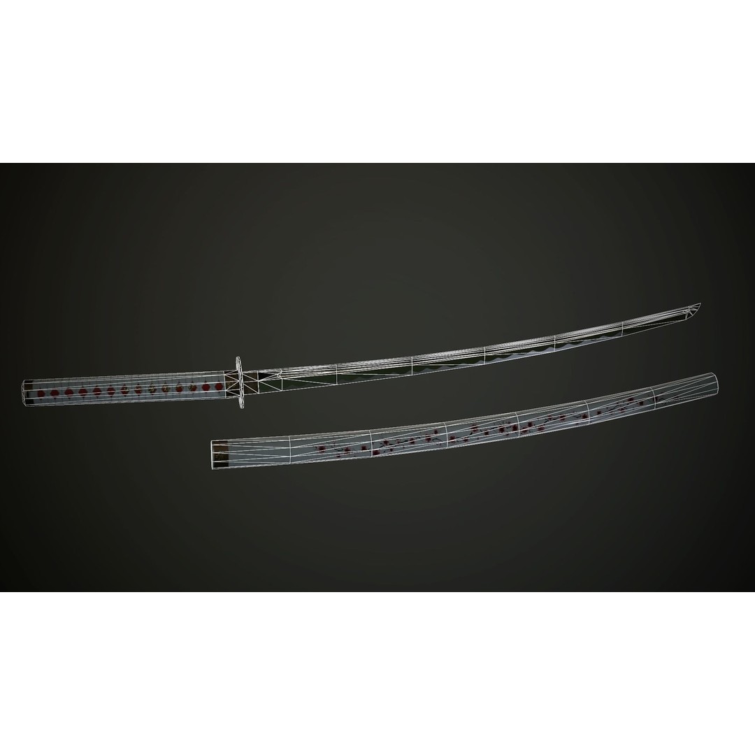 Katana 3D Model – Low Poly Game Ready Weapon, FBX PBR Textures