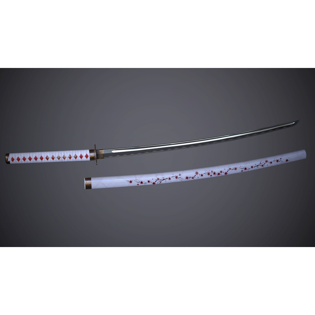 Katana 3D Model – Low Poly Game Ready Weapon, FBX PBR Textures - View 4