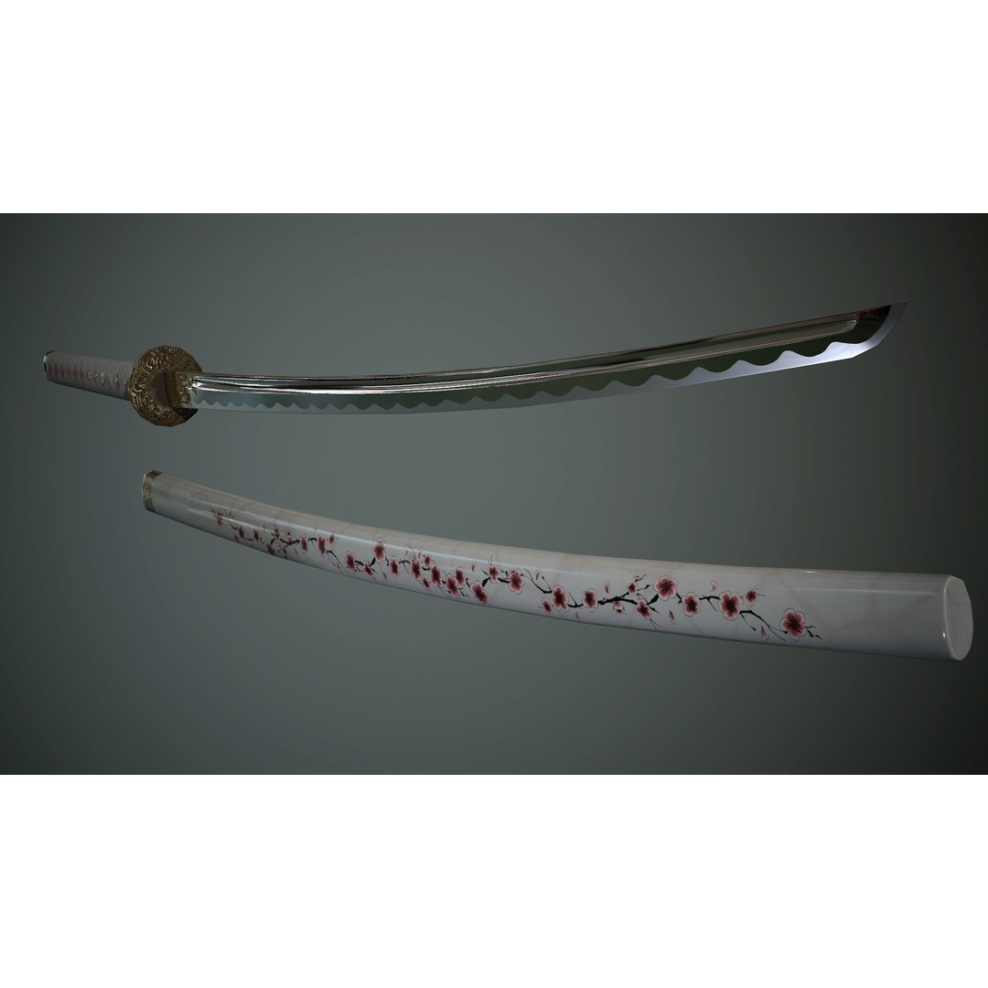 Katana 3D Model – Low Poly Game Ready Weapon, FBX PBR Textures - View 5