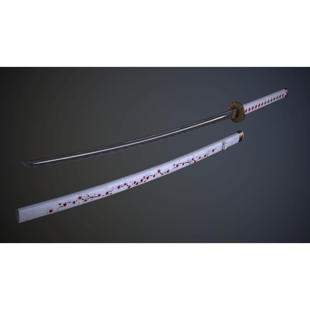 Katana 3D Model – Low Poly Game Ready Weapon, FBX PBR Textures - View 6