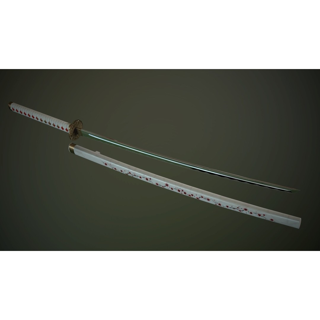Katana 3D Model – Low Poly Game Ready Weapon, FBX PBR Textures - View 7
