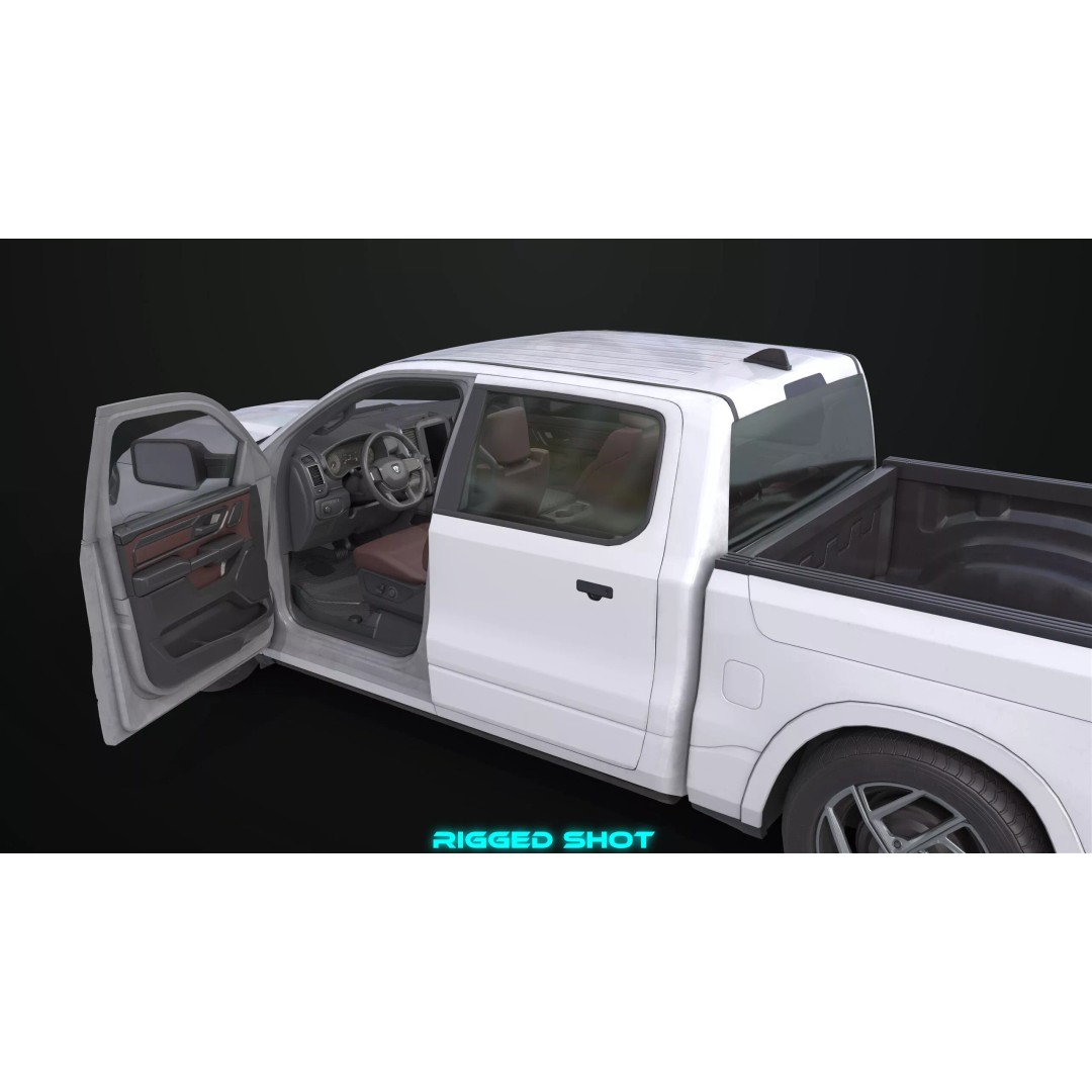 Pickup Truck 3D Model – Low Poly Rigged Asset for Unity & Unreal Engine - View 14