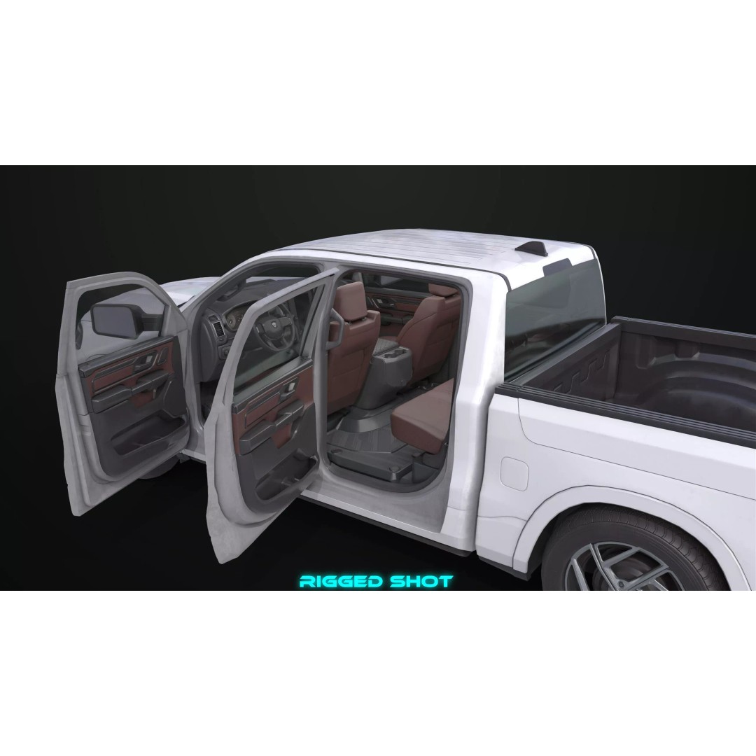 Pickup Truck 3D Model – Low Poly Rigged Asset for Unity & Unreal Engine - View 15
