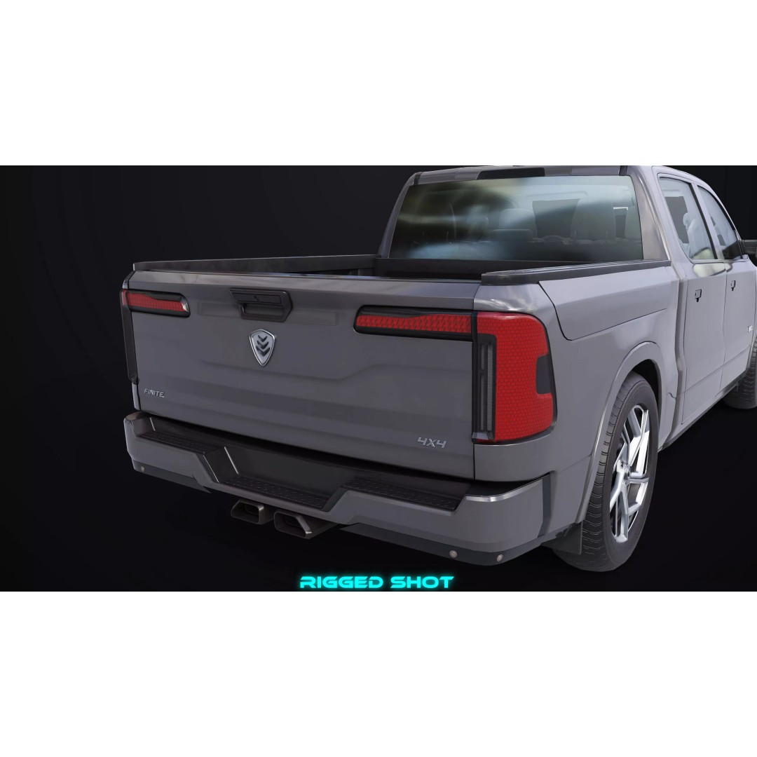 Pickup Truck 3D Model – Low Poly Rigged Asset for Unity & Unreal Engine - View 16
