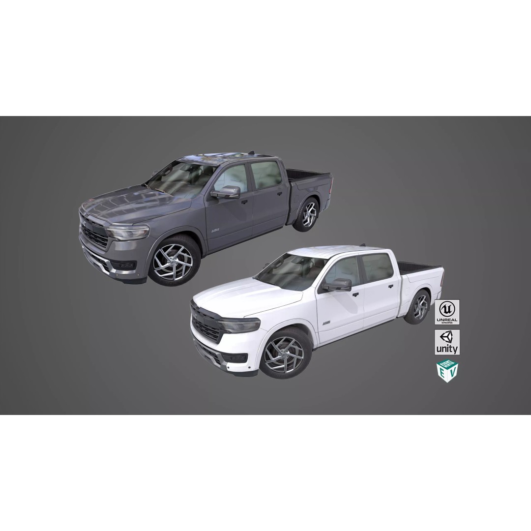 Pickup Truck 3D Model – Low Poly Rigged Asset for Unity & Unreal Engine - View 2