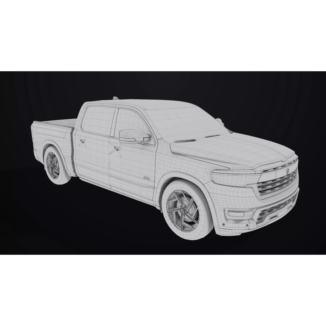 Pickup Truck 3D Model – Low Poly Rigged Asset for Unity & Unreal Engine - View 45