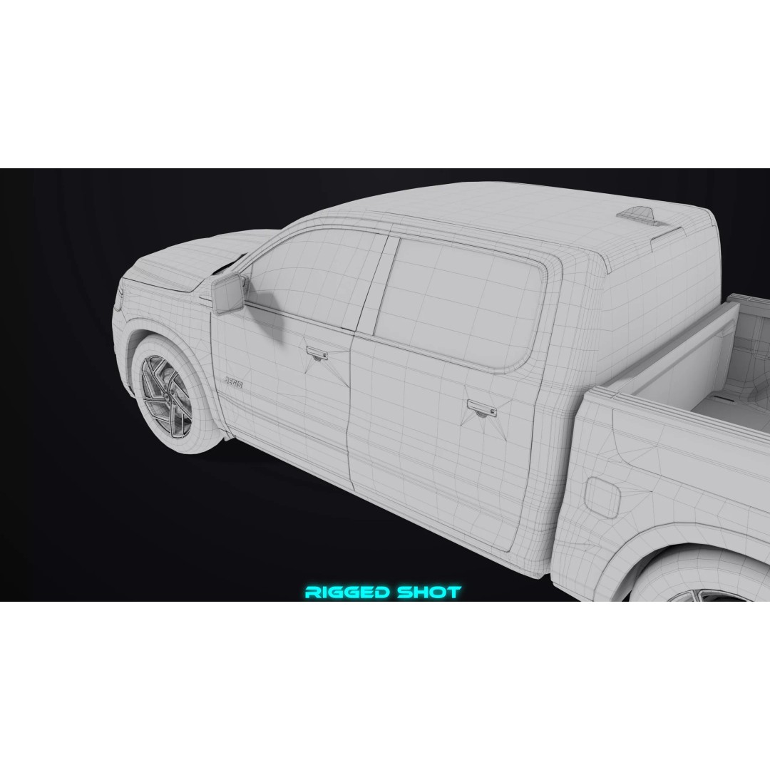 Pickup Truck 3D Model – Low Poly Rigged Asset for Unity & Unreal Engine - View 52