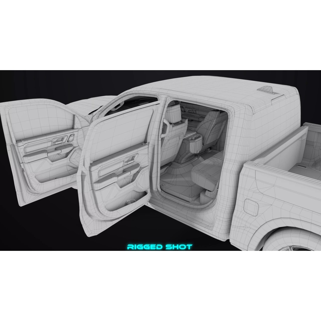 Pickup Truck 3D Model – Low Poly Rigged Asset for Unity & Unreal Engine - View 54