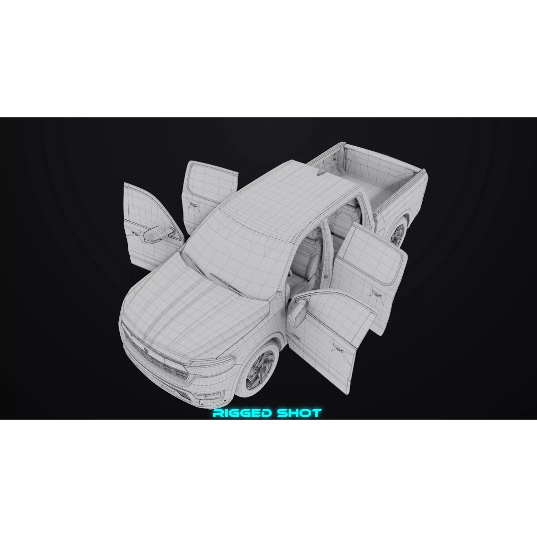 Pickup Truck 3D Model – Low Poly Rigged Asset for Unity & Unreal Engine - View 55