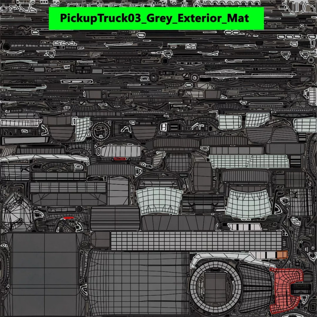 Pickup Truck 3D Model – Low Poly Rigged Asset for Unity & Unreal Engine - View 63