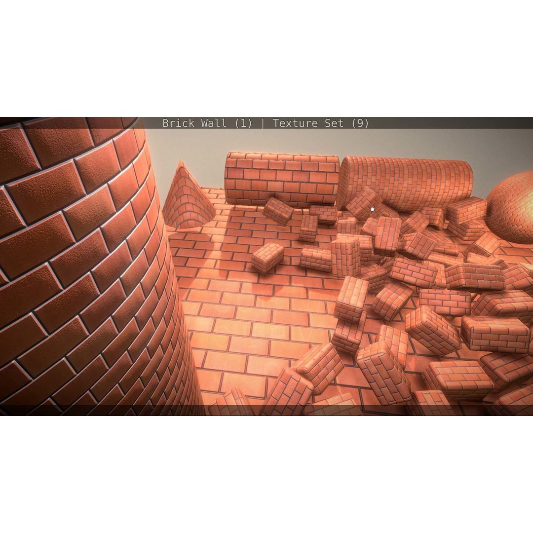 Brick Wall 3D Model – Seamless PBR Texture Set, FBX, OBJ - View 101