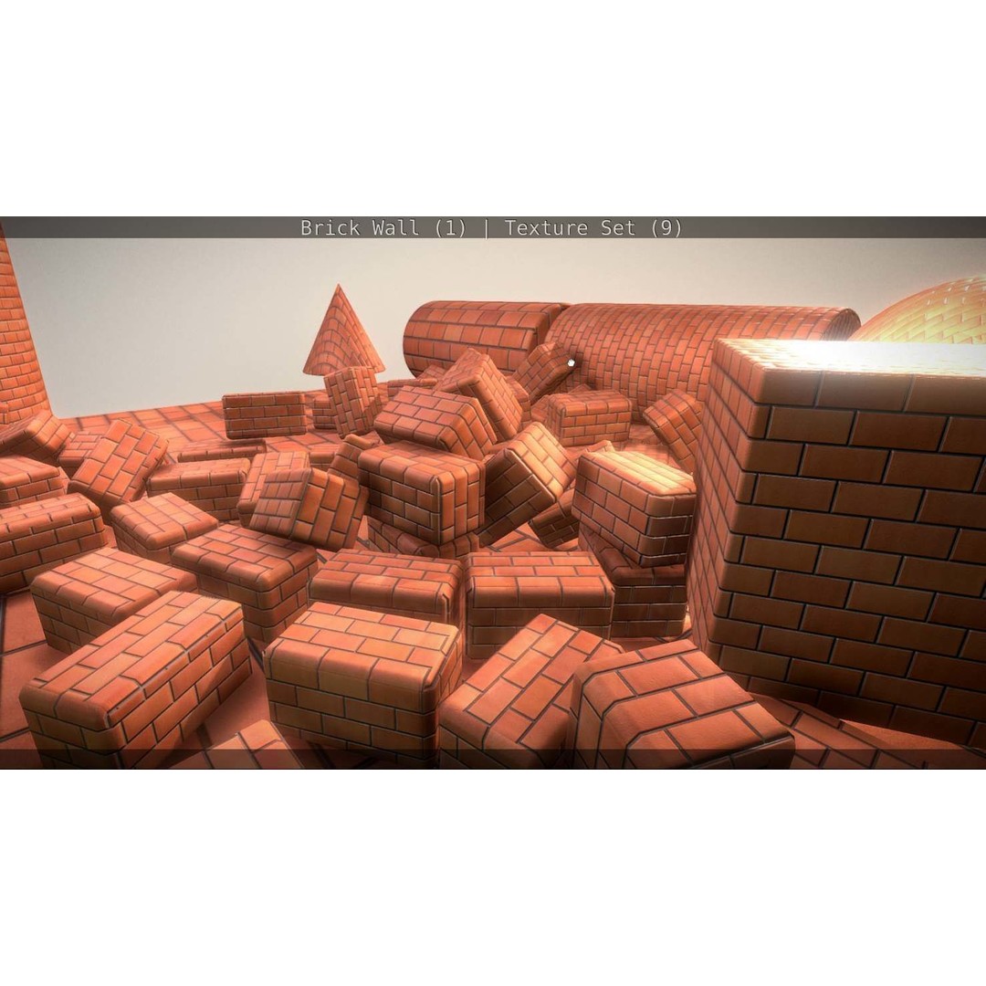 Brick Wall 3D Model – Seamless PBR Texture Set, FBX, OBJ - View 105