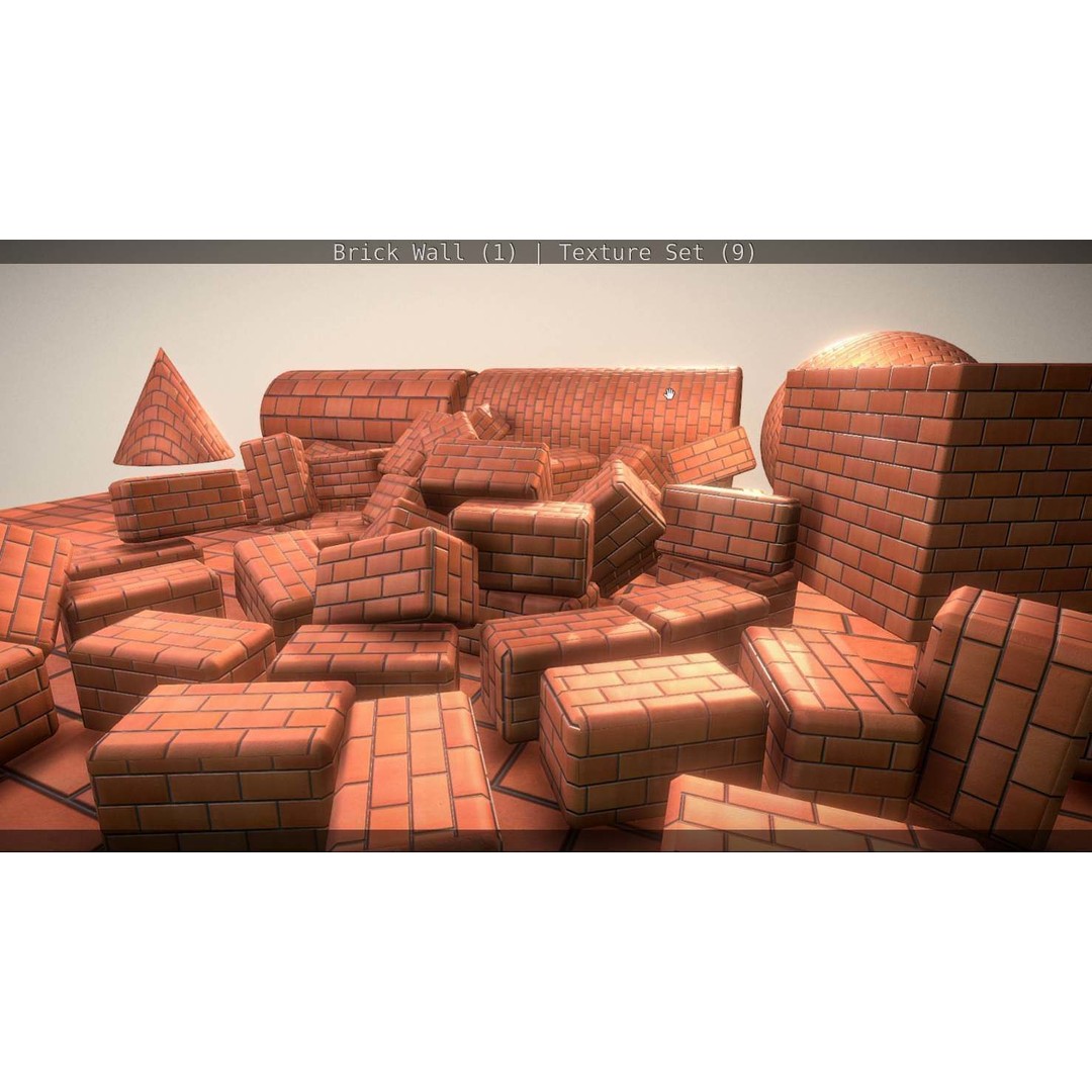 Brick Wall 3D Model – Seamless PBR Texture Set, FBX, OBJ - View 108