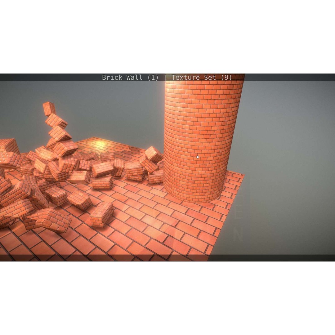 Brick Wall 3D Model – Seamless PBR Texture Set, FBX, OBJ - View 11