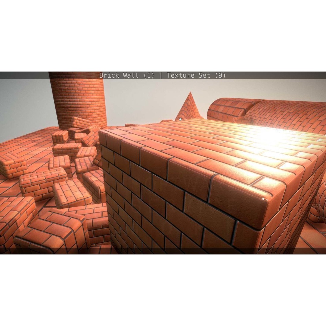 Brick Wall 3D Model – Seamless PBR Texture Set, FBX, OBJ - View 110