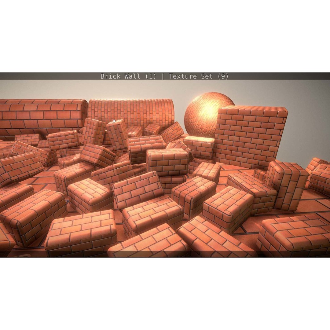 Brick Wall 3D Model – Seamless PBR Texture Set, FBX, OBJ - View 111