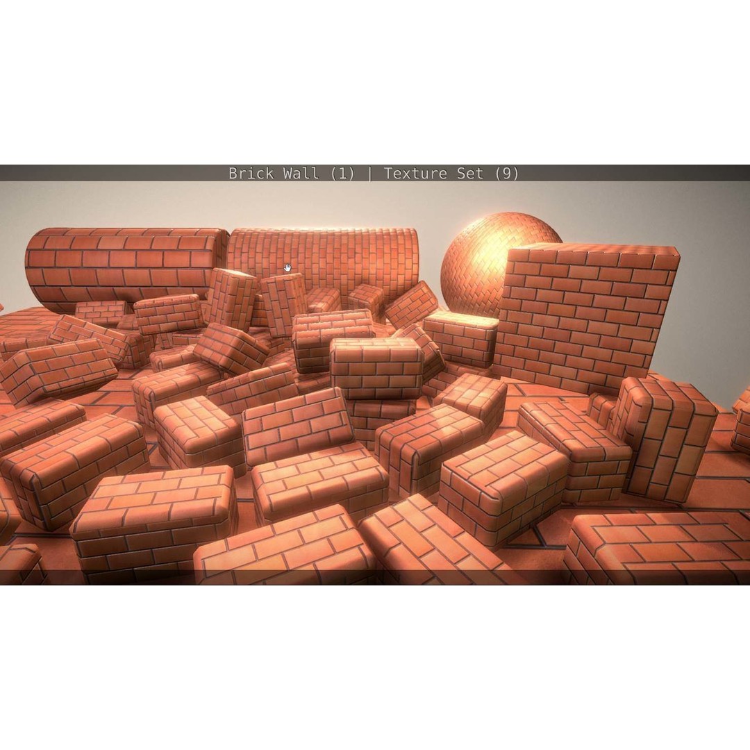 Brick Wall 3D Model – Seamless PBR Texture Set, FBX, OBJ - View 112