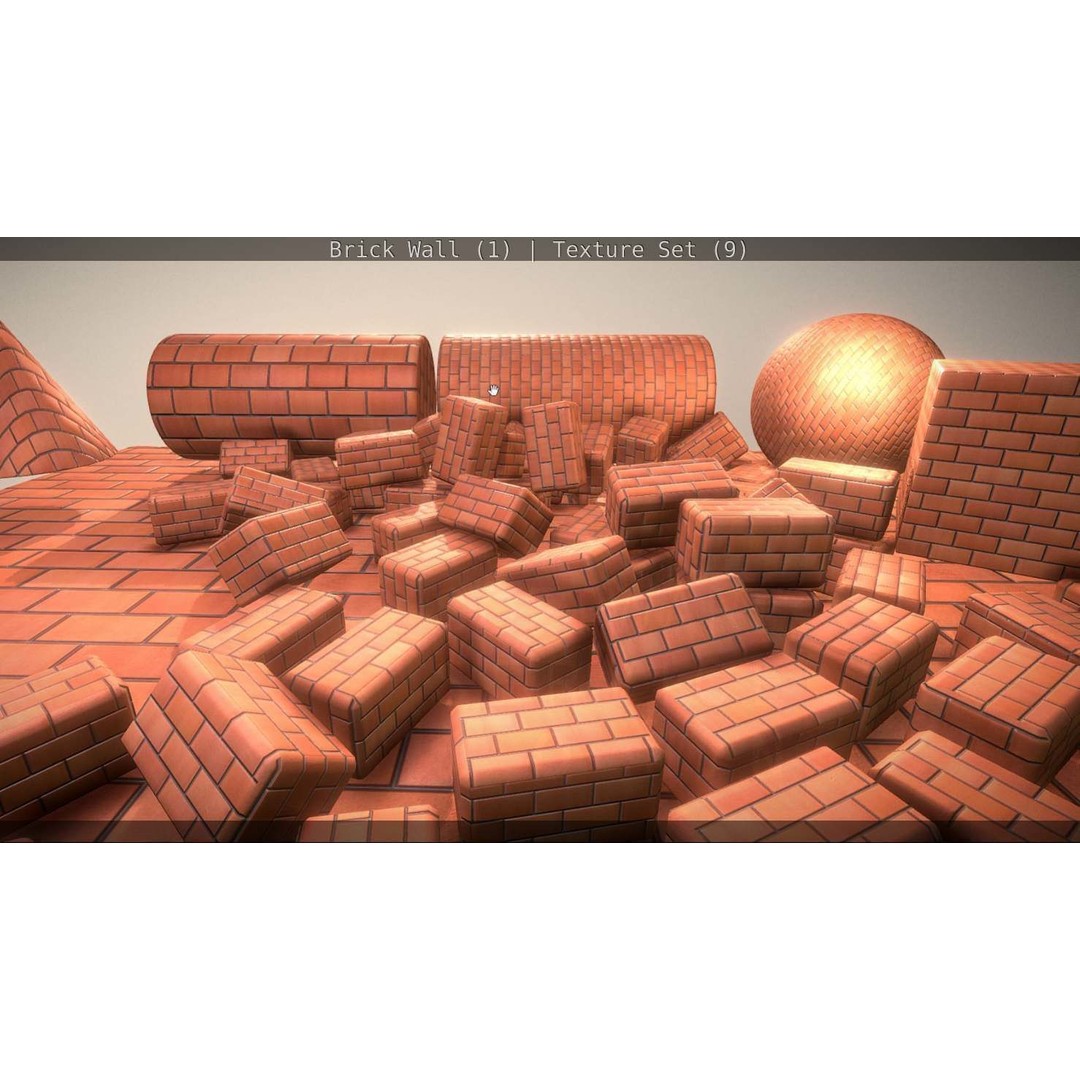 Brick Wall 3D Model – Seamless PBR Texture Set, FBX, OBJ - View 113
