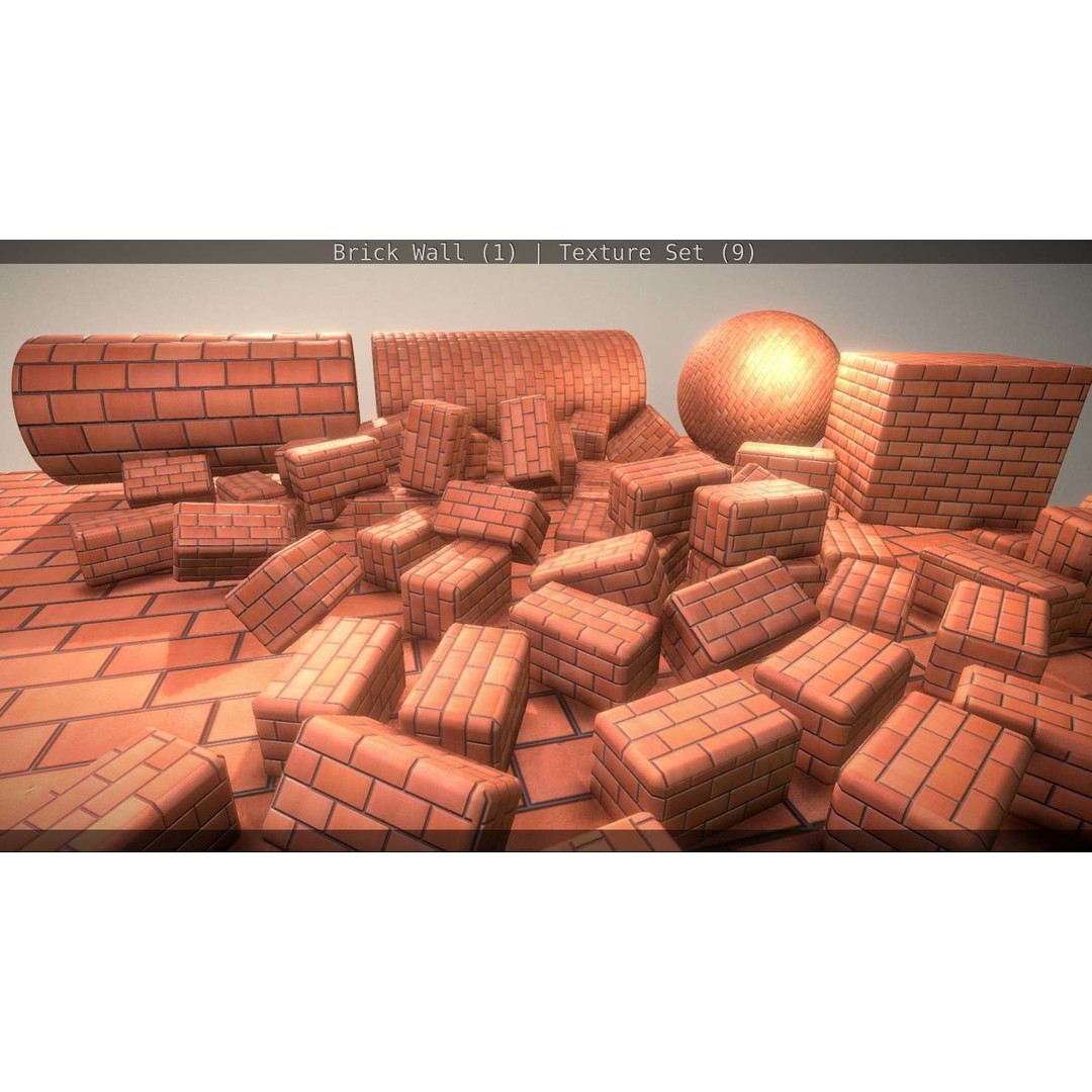 Brick Wall 3D Model – Seamless PBR Texture Set, FBX, OBJ - View 114