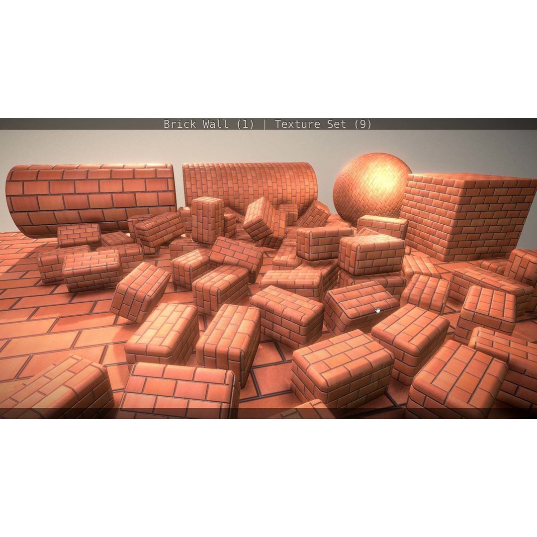 Brick Wall 3D Model – Seamless PBR Texture Set, FBX, OBJ - View 121