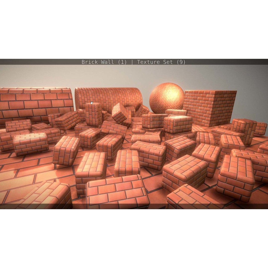 Brick Wall 3D Model – Seamless PBR Texture Set, FBX, OBJ - View 122