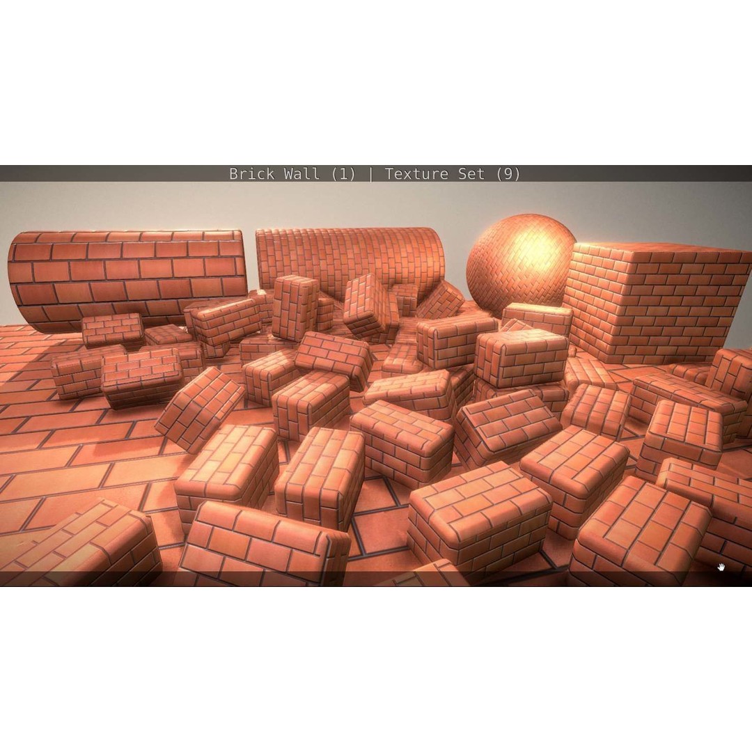 Brick Wall 3D Model – Seamless PBR Texture Set, FBX, OBJ - View 124