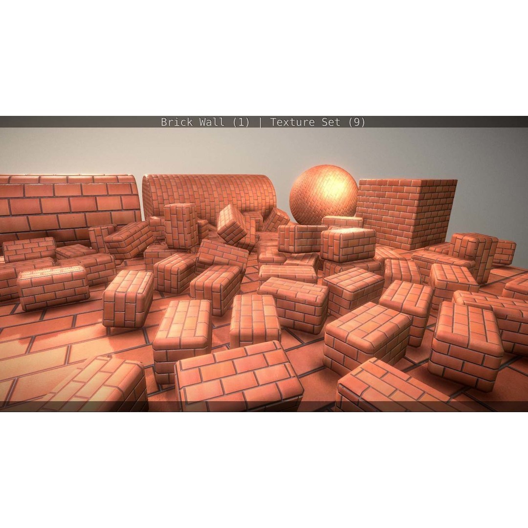 Brick Wall 3D Model – Seamless PBR Texture Set, FBX, OBJ - View 125