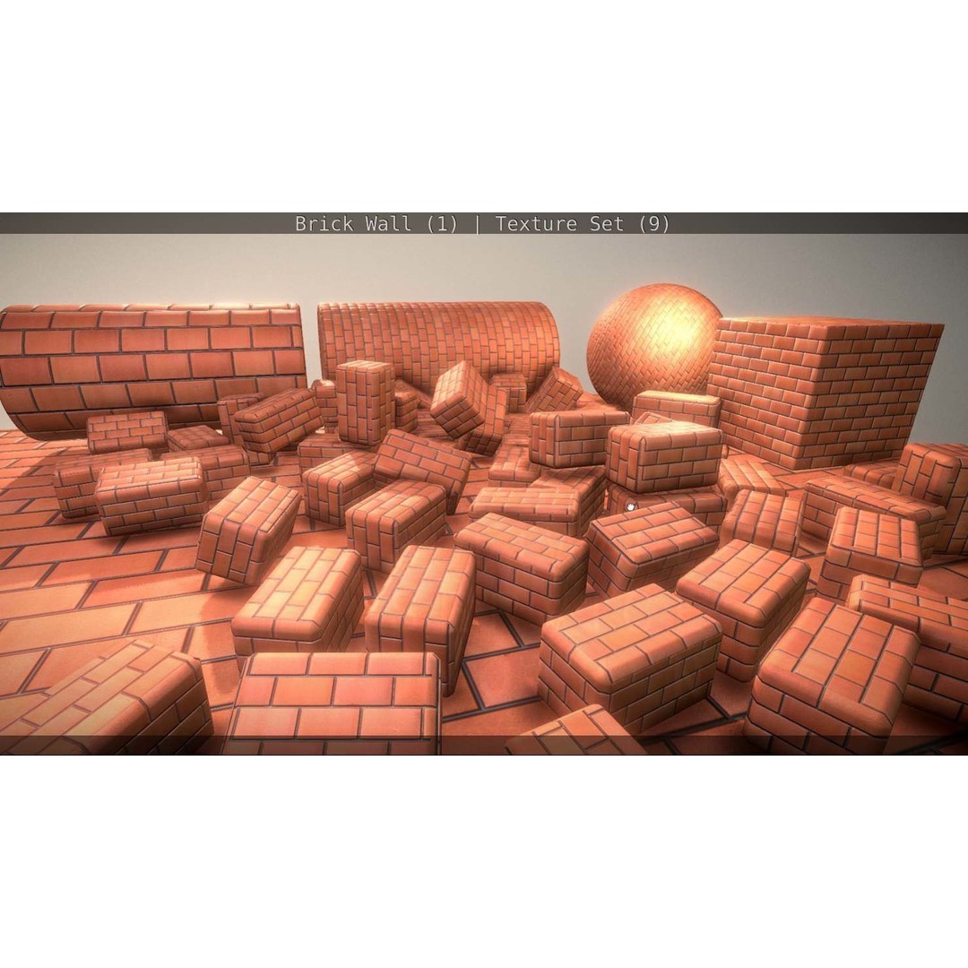 Brick Wall 3D Model – Seamless PBR Texture Set, FBX, OBJ - View 126