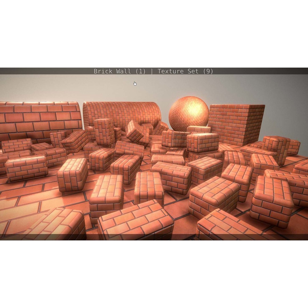 Brick Wall 3D Model – Seamless PBR Texture Set, FBX, OBJ - View 127