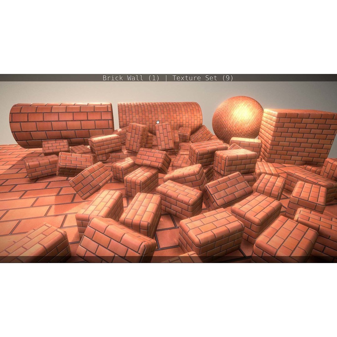 Brick Wall 3D Model – Seamless PBR Texture Set, FBX, OBJ - View 13