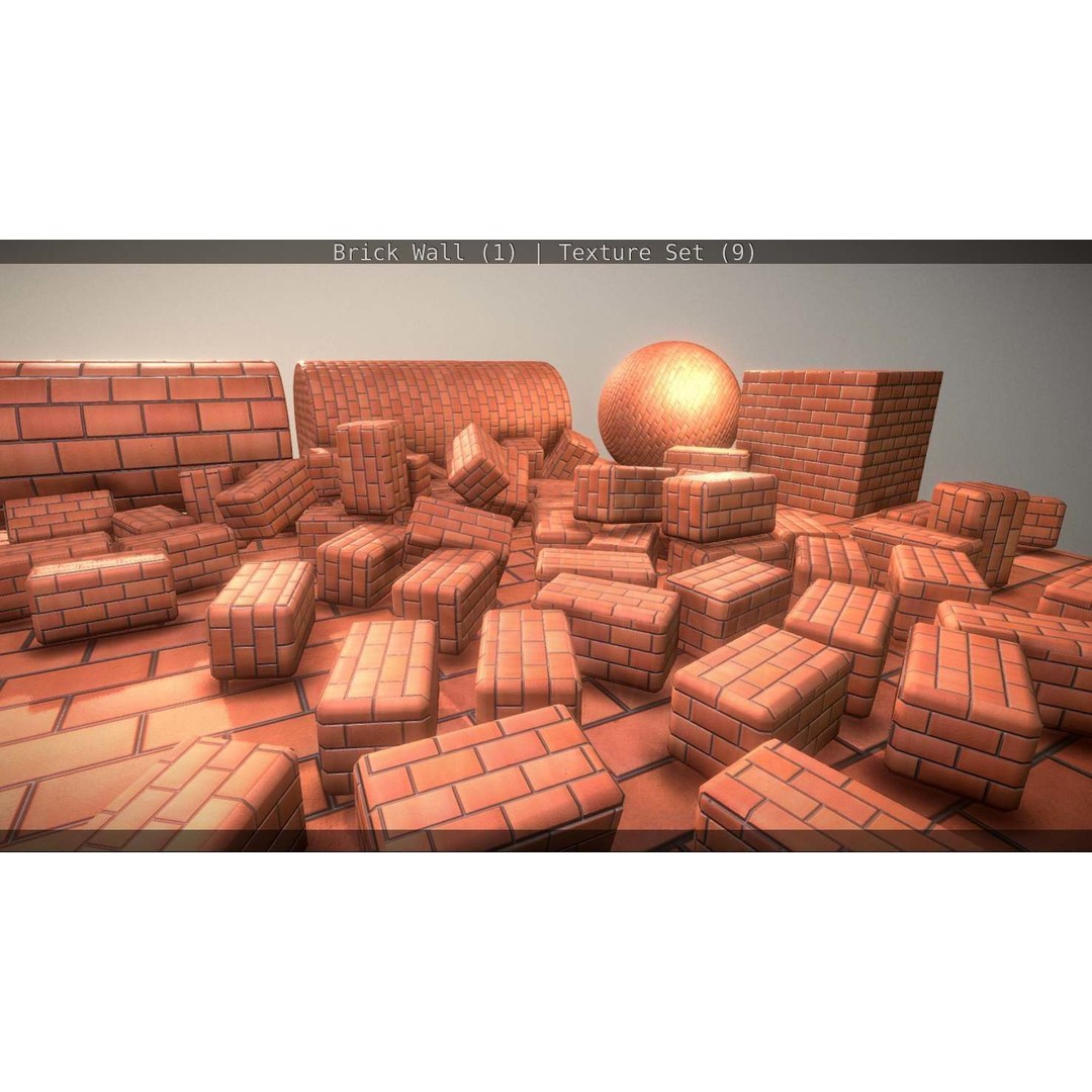 Brick Wall 3D Model – Seamless PBR Texture Set, FBX, OBJ - View 130