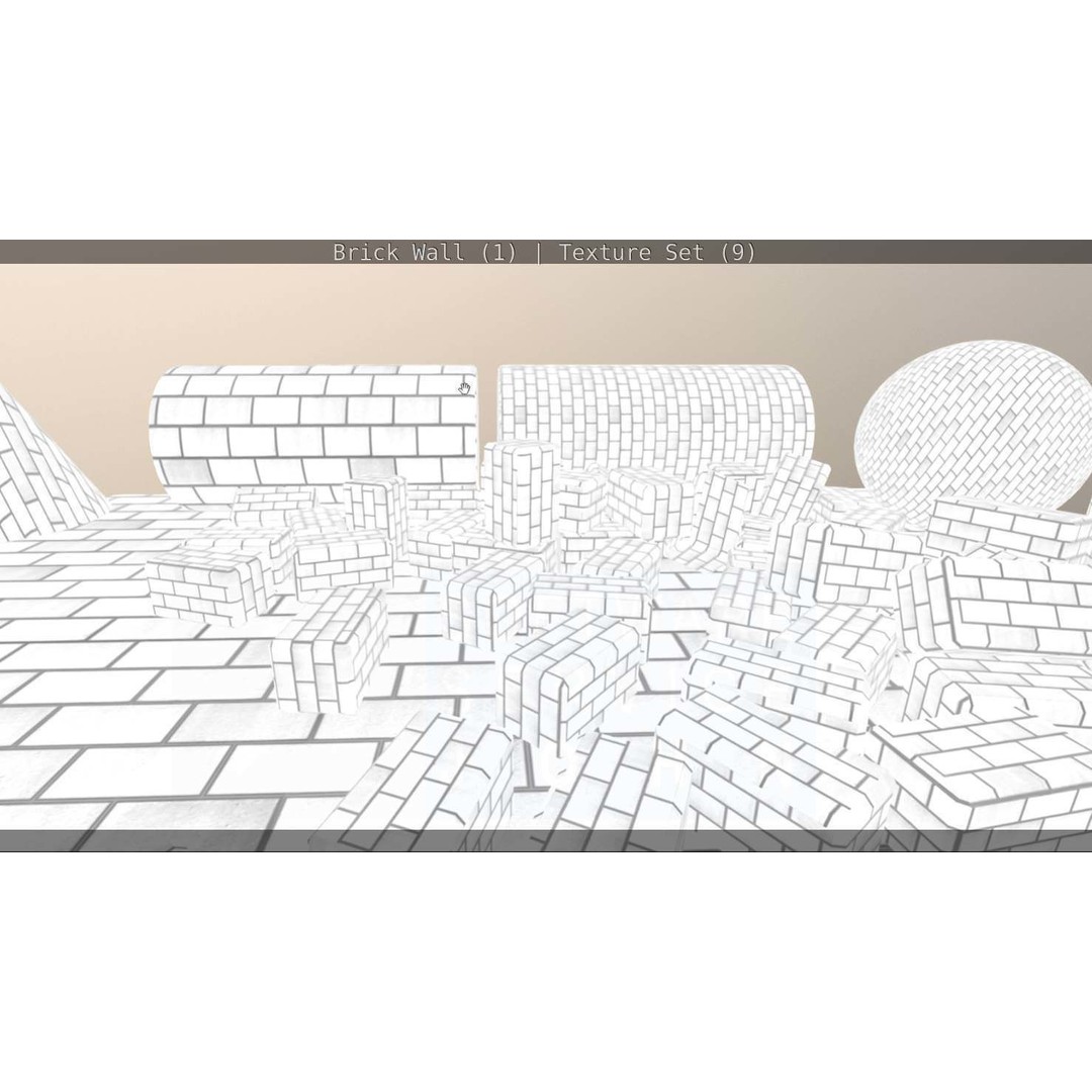 Brick Wall 3D Model – Seamless PBR Texture Set, FBX, OBJ - View 144