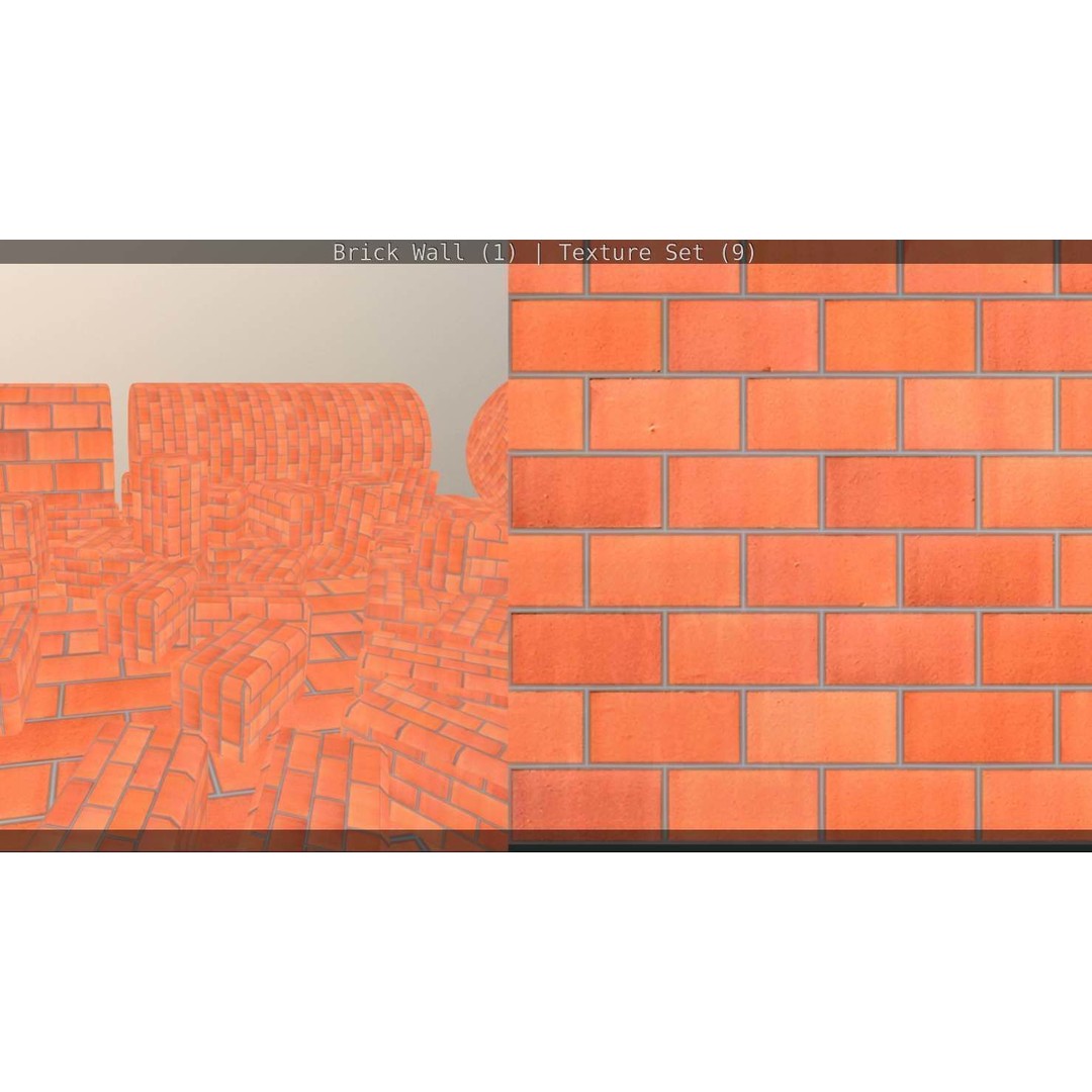 Brick Wall 3D Model – Seamless PBR Texture Set, FBX, OBJ - View 145