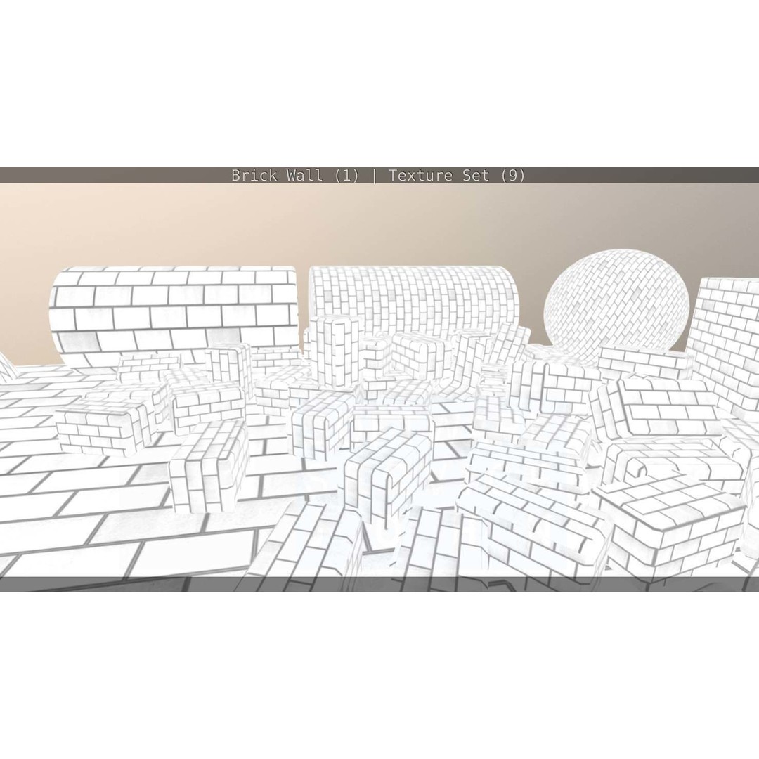 Brick Wall 3D Model – Seamless PBR Texture Set, FBX, OBJ - View 146