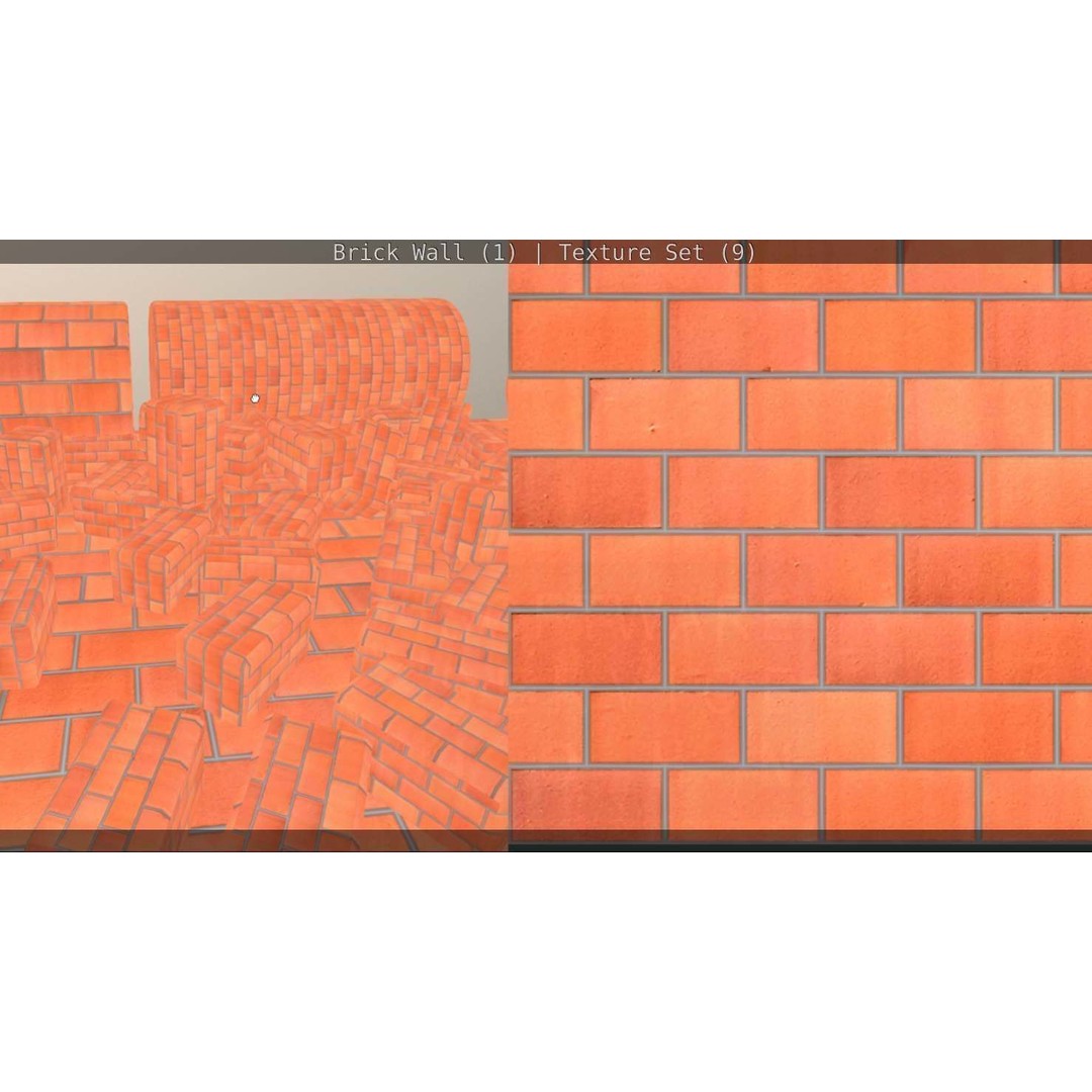 Brick Wall 3D Model – Seamless PBR Texture Set, FBX, OBJ - View 147