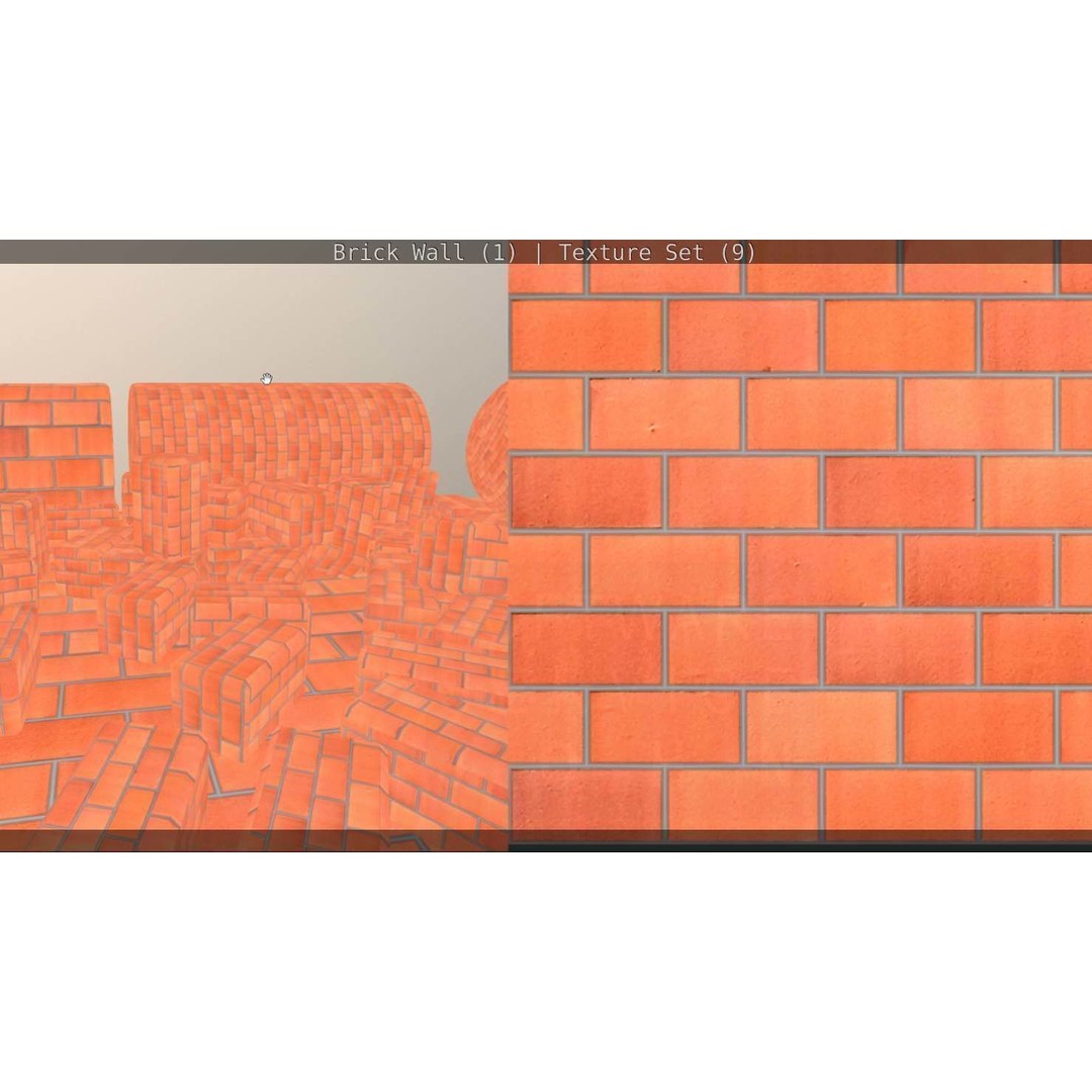Brick Wall 3D Model – Seamless PBR Texture Set, FBX, OBJ - View 148