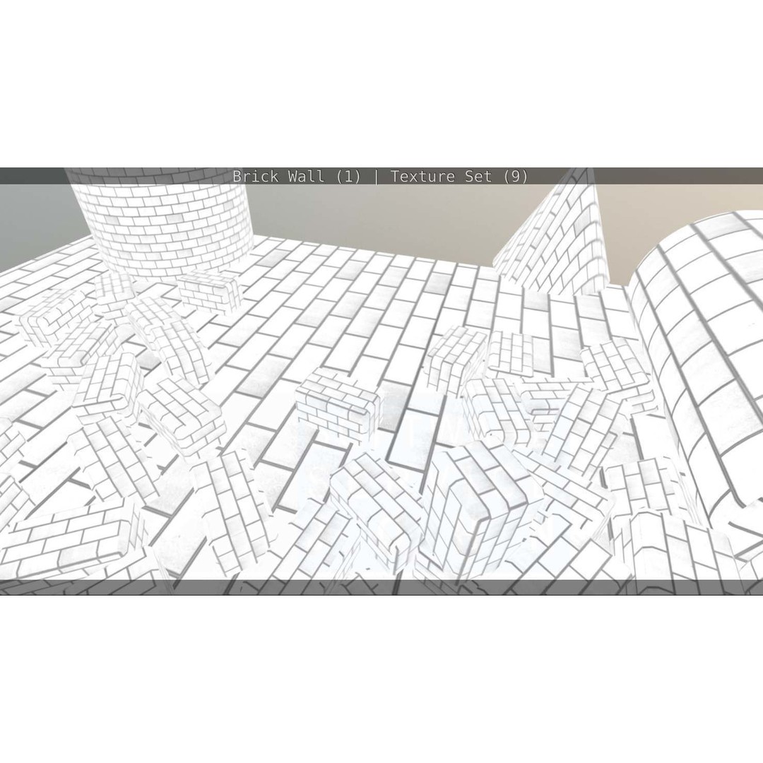 Brick Wall 3D Model – Seamless PBR Texture Set, FBX, OBJ - View 149