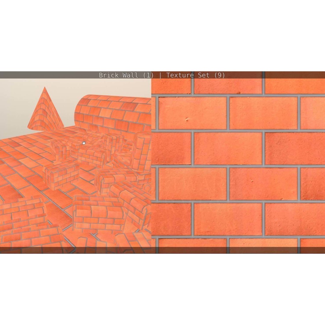 Brick Wall 3D Model – Seamless PBR Texture Set, FBX, OBJ - View 154