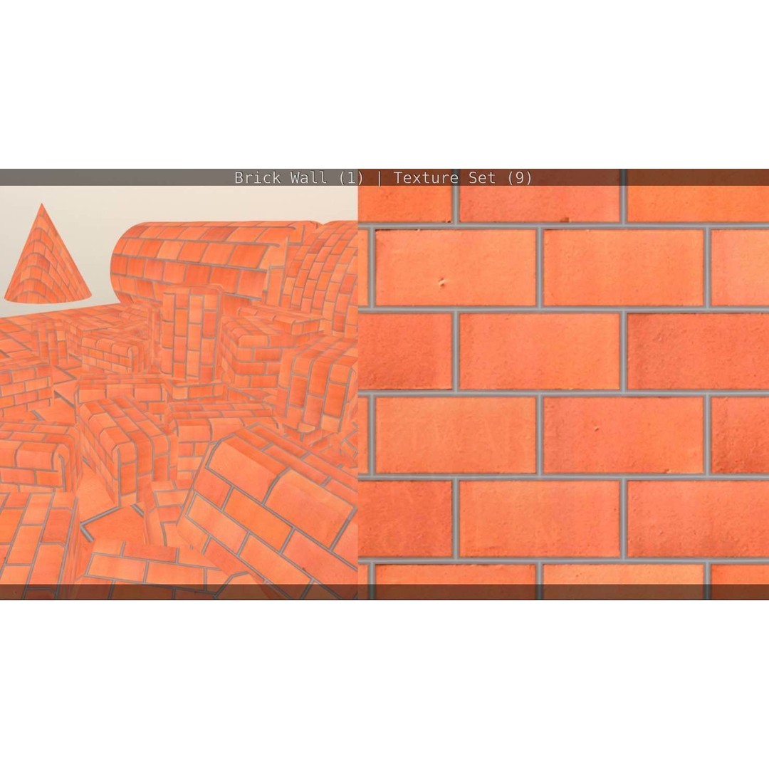 Brick Wall 3D Model – Seamless PBR Texture Set, FBX, OBJ - View 161