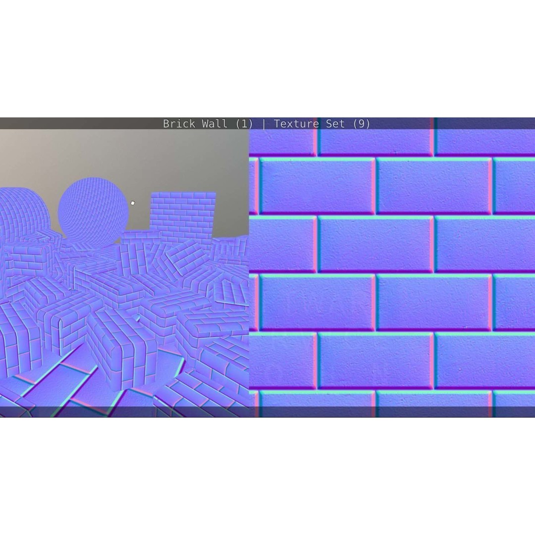 Brick Wall 3D Model – Seamless PBR Texture Set, FBX, OBJ - View 174