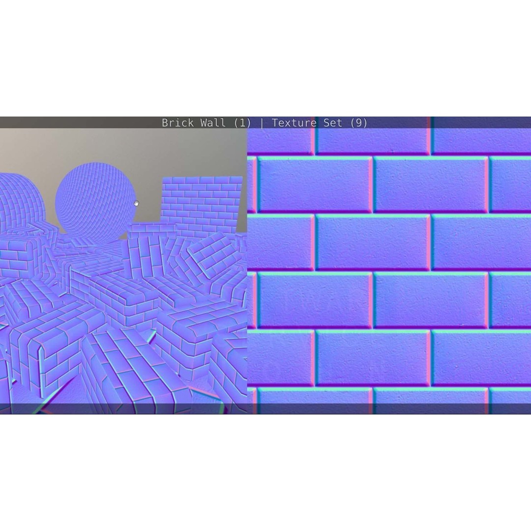 Brick Wall 3D Model – Seamless PBR Texture Set, FBX, OBJ - View 178