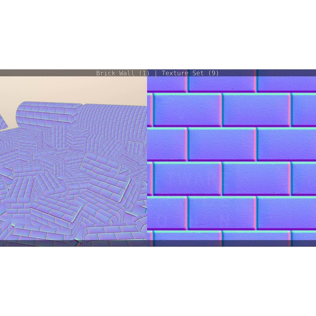 Brick Wall 3D Model – Seamless PBR Texture Set, FBX, OBJ - View 179