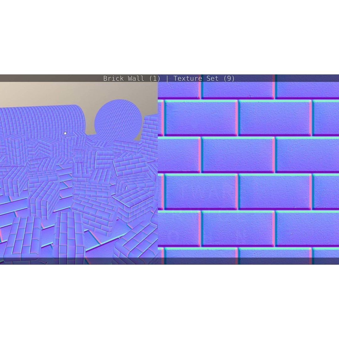 Brick Wall 3D Model – Seamless PBR Texture Set, FBX, OBJ - View 180